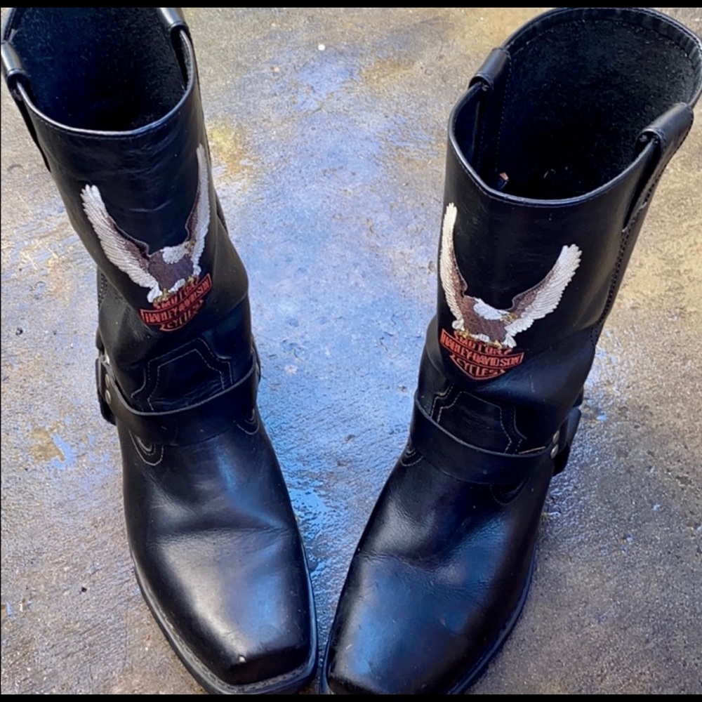 Harley Davidson Black Leather Men’s Boots.  Size 12.  Worn only twice.